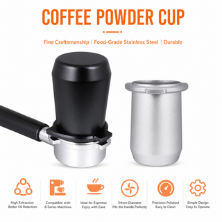 Alternate view of Breville Espresso Dosing Cup 54mm Aluminum Alloy Black/Silver: yozcoffee 54mm espresso dosing cup breville 8 series alumi (2)