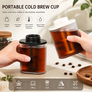 Alternate view of Portable Cold Brew Cup 300ml with Built-In Filter: in a lifestyle coffee setup setup