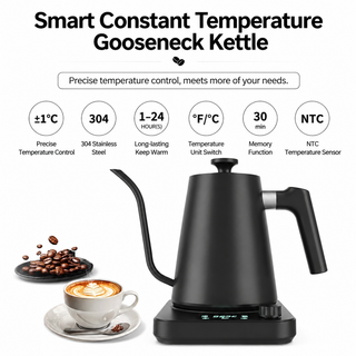 Alternate view of Smart Electric Gooseneck Kettle, 0.9L ±1°C Control: temperature overview