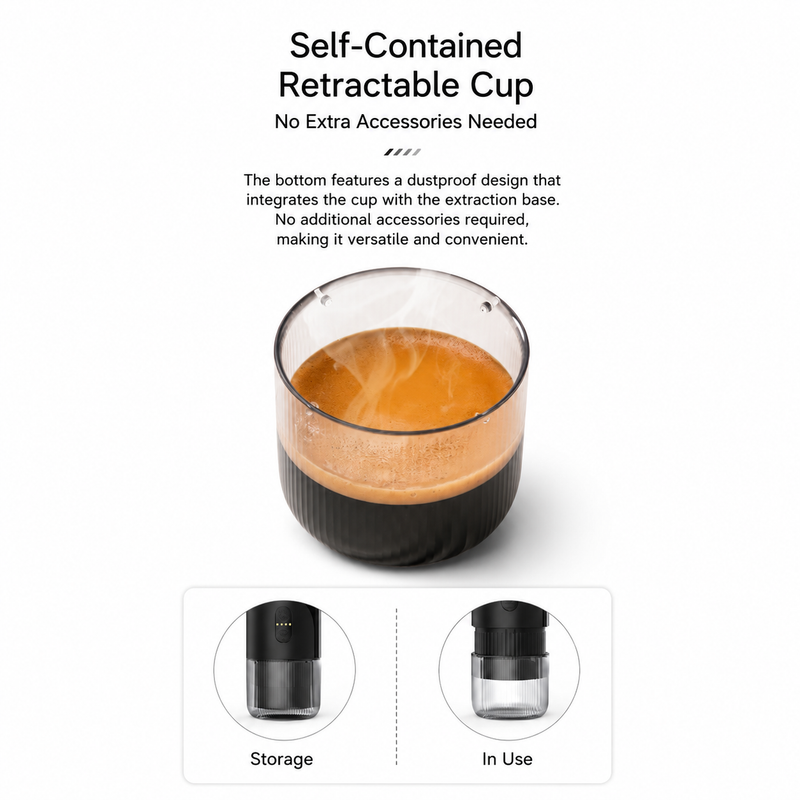 Portable Espresso Maker 51mm 2-in-1 Ground & Capsule Black: portable retractable cup