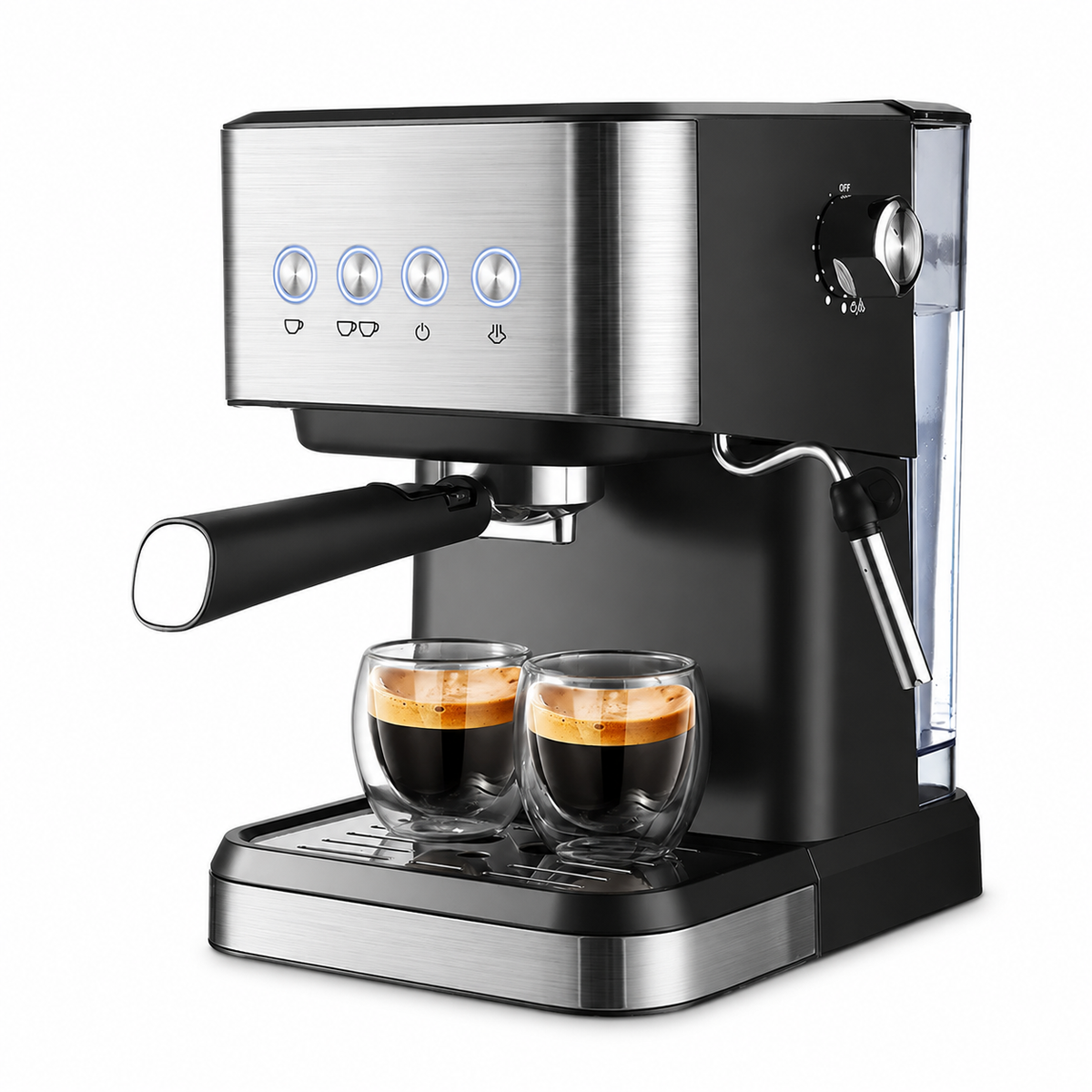 Espresso Coffee Machine 20 Bar 1.5L Stainless Steel Black: hero product shot