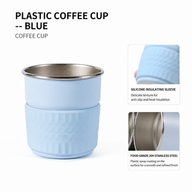 300ml Insulated Coffee Cup with Silicone Sleeve: yozcoffee 304 stainless steel insulated coffee cup 300ml s 03 light blue