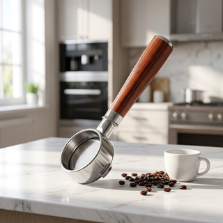 Alternate view of Breville Bottomless Portafilter 54mm Walnut Wood Handle for: yozcoffee 54mm breville 870 880 bottomless portafilter woo (2)