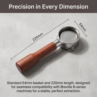 Breville Bottomless Portafilter 54mm Walnut Wood Handle for: yozcoffee 54mm breville 870 880 bottomless portafilter woo (5)
