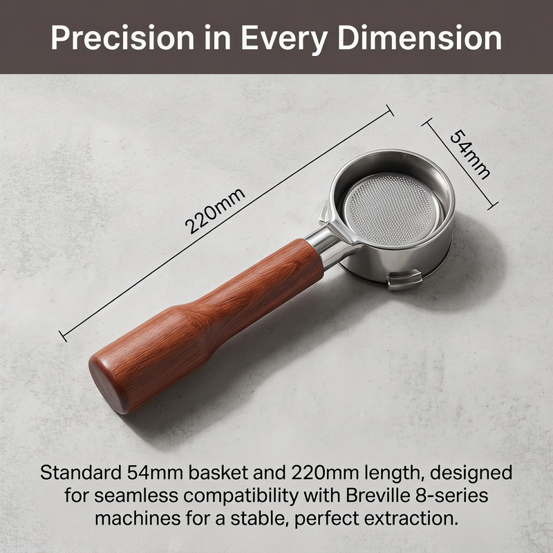 Breville Bottomless Portafilter 54mm Walnut Wood Handle for: yozcoffee 54mm breville 870 880 bottomless portafilter woo (5)