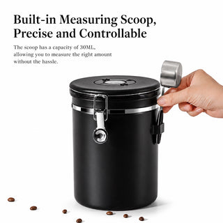 Alternate view of Airtight Coffee Canister 1.5-2.8L 304 Stainless Steel One-Way: yozcoffee airtight coffee canister 304 stainless steel one (2)