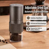 Automatic Espresso Grinder 35 Settings USB-C Rechargeable: adjustable grind size features