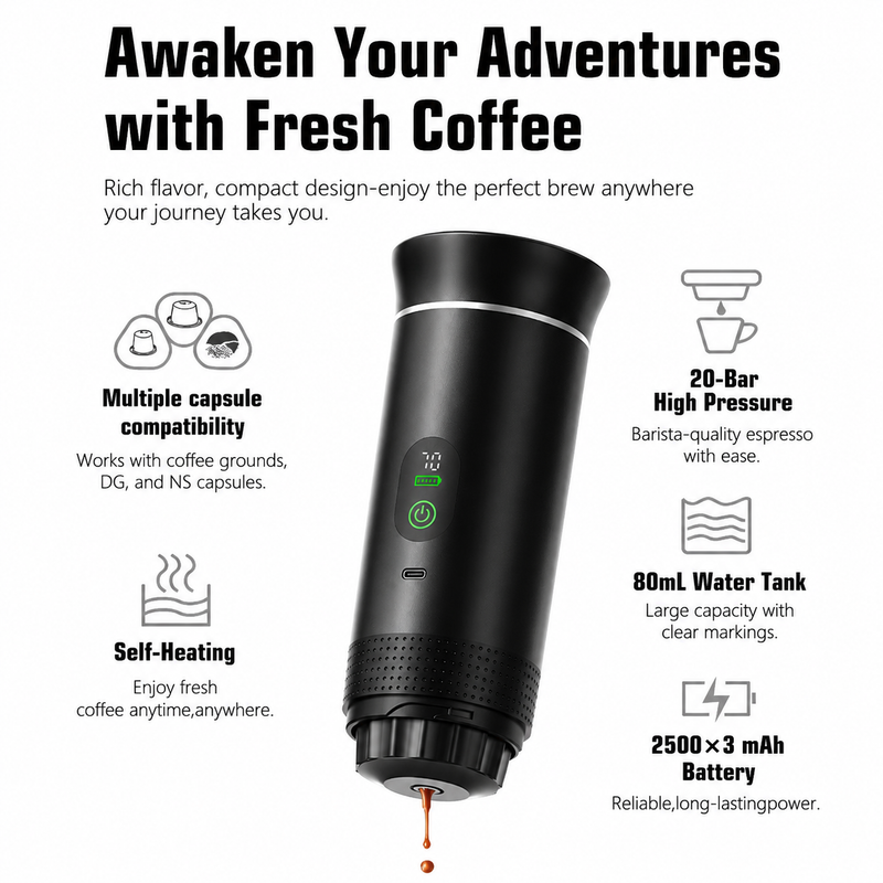 Portable Capsule Coffee Machine NS/DG Capsules & Ground Coffee: portable home outdoor use