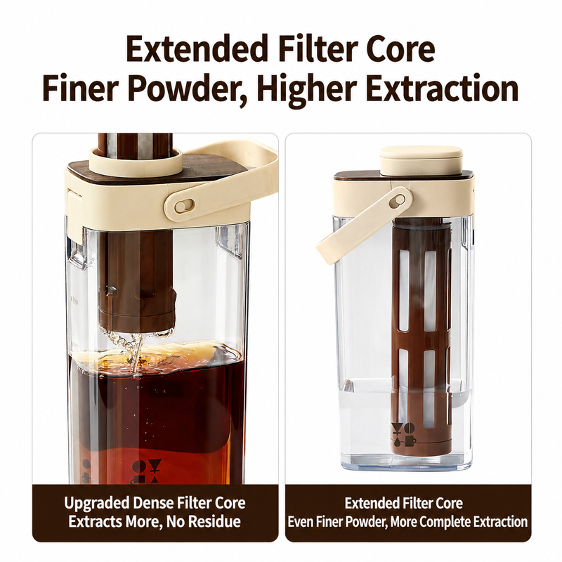 Cold Brew Coffee Pitcher 1000ml BPA-Free Filter Apricot/White — shown in a home coffee-bar setup