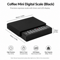 Coffee Scale with Timer 2kg Digital Rechargeable Black/White: feature details build callout