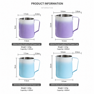 Alternate view of Latte Art Milk Pitcher 350/600ml 304 Stainless Steel Gradient: yozcoffee gradient milk frothing pitcher 304 stainless ste (2)