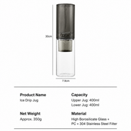 Adjustable Flow Ice Drip Cold Brew Coffee Maker: dimensions specifications infographic