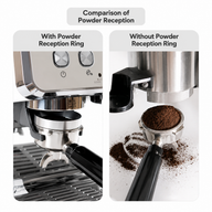 Espresso Dosing Funnel 51/53/58mm Magnetic Stainless Steel: spill reduction comparison
