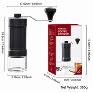 Manual Coffee Grinder 40 Settings Ceramic Burr Glass: dimensions