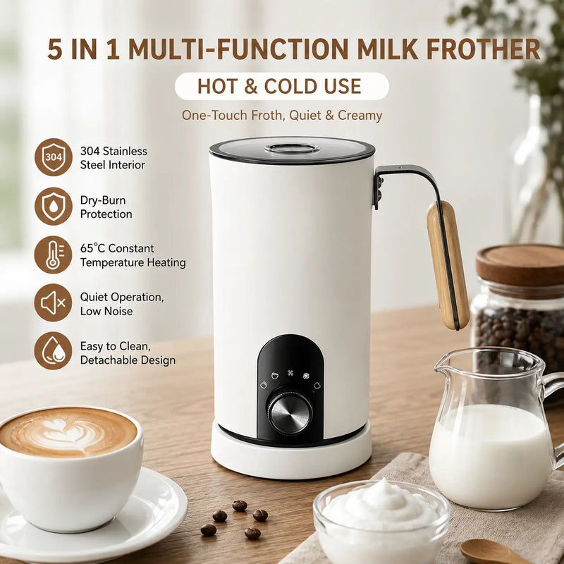 Yozcoffee 5-in-1 Automatic Milk Frother – Hot & Cold Foam for Latte & Cappuccinoの商品画像