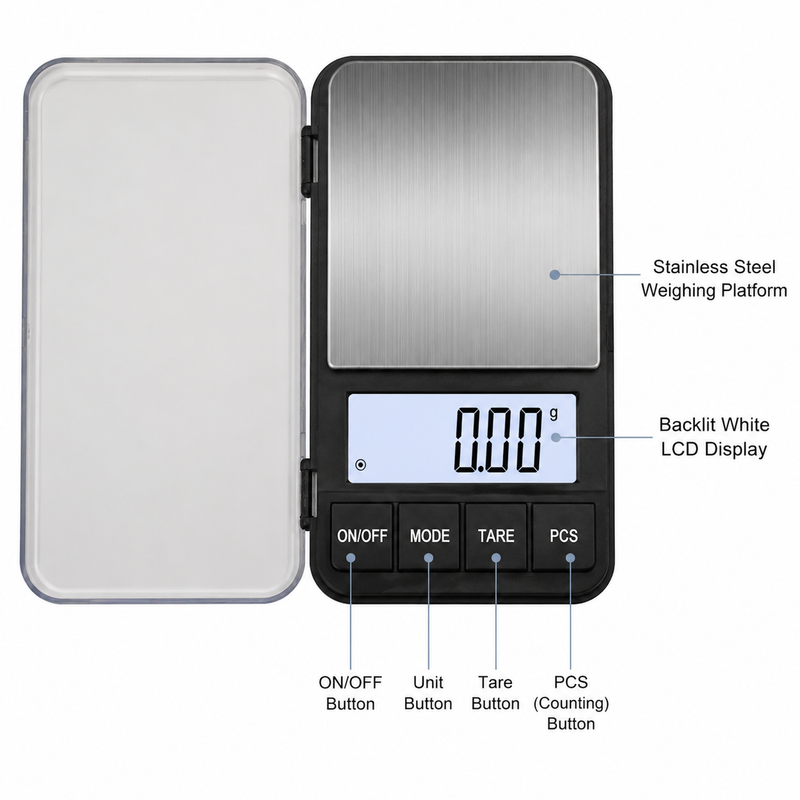Pocket Coffee Scale 500g 0.01g Backlit LCD Compact Black: yozcoffee pocket coffee scale backlit lcd counting functio 03