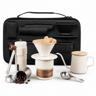 6-Piece Portable Pour-Over Coffee Set with Manual Grinder &: hero product shot