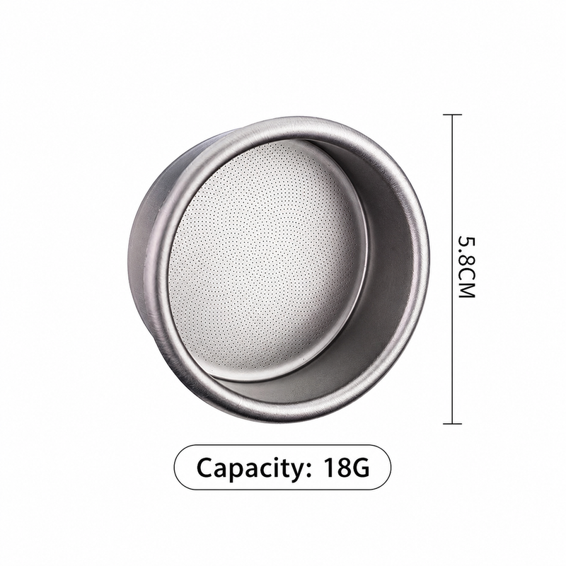Espresso Filter Basket 58mm 18g Pure Titanium 0.2mm: size capacity