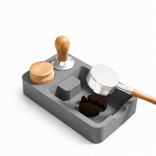 Espresso Tamping Mat Silicone Tamper Stand Coffee Bar: gray puck