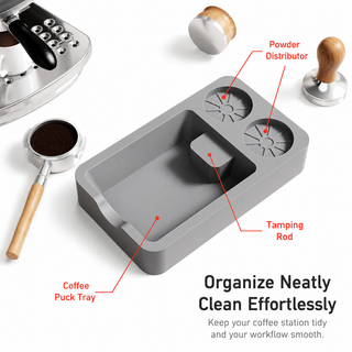 Alternate view of Espresso Tamping Mat Silicone Tamper Stand Coffee Bar: gray organize neatly effortlessly