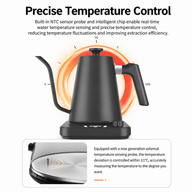 Smart Electric Gooseneck Kettle, 0.9L ±1°C Control: temperature precise tempera