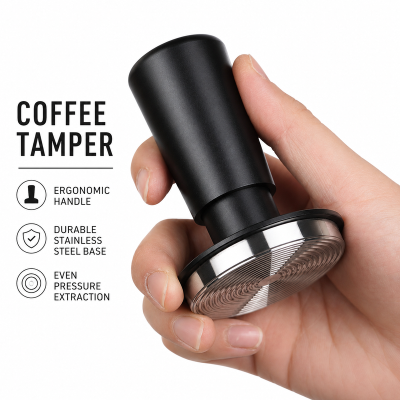 Spring Loaded Espresso Tamper 49/51/58mm Stainless Steel: yozcoffee spring loaded espresso tamper stainless steel 49 02