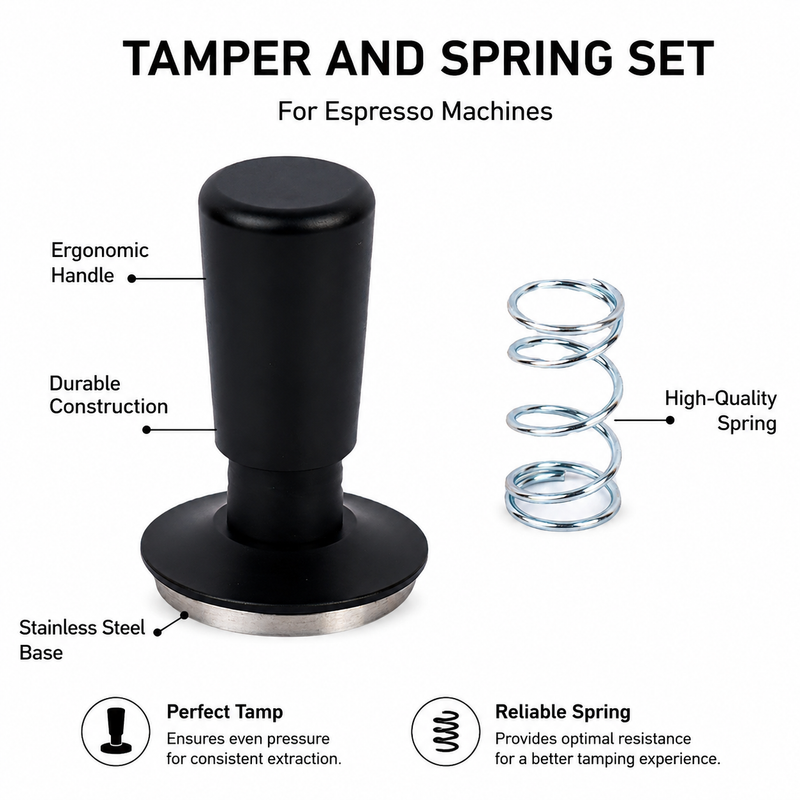 Spring Loaded Espresso Tamper 49/51/58mm Stainless Steel: yozcoffee spring loaded espresso tamper stainless steel 49 03