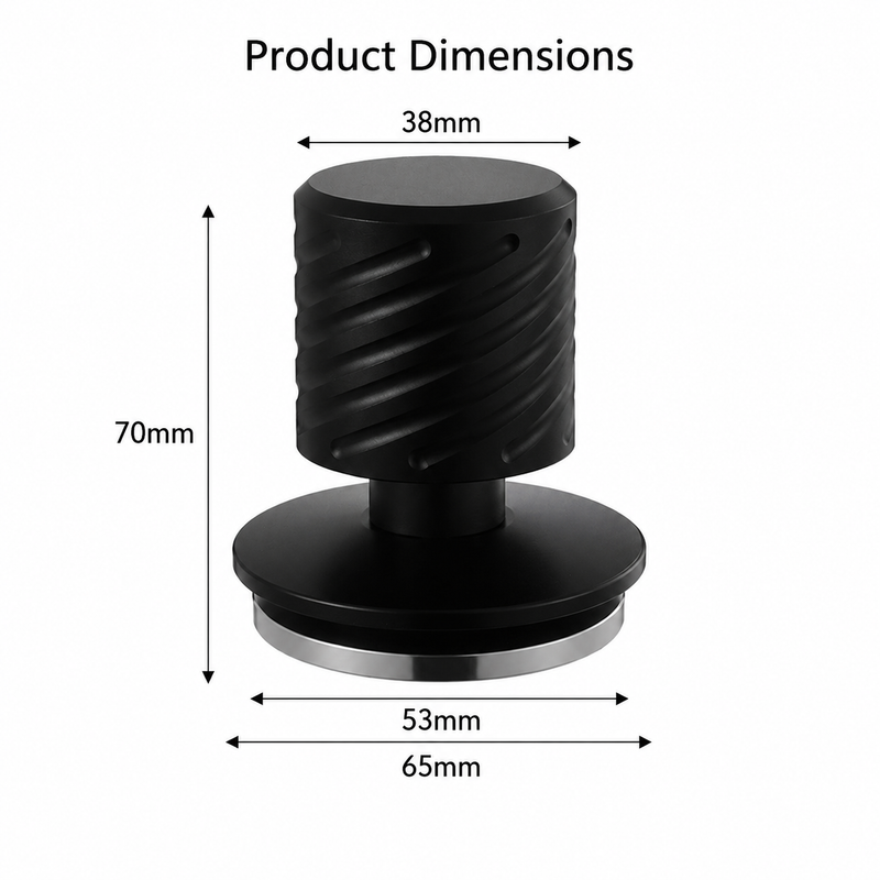 Spring Loaded Espresso Tamper, 51/53/58mm: dimensions graphic