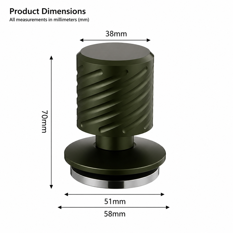 Spring Loaded Espresso Tamper, 51/53/58mm: spec card