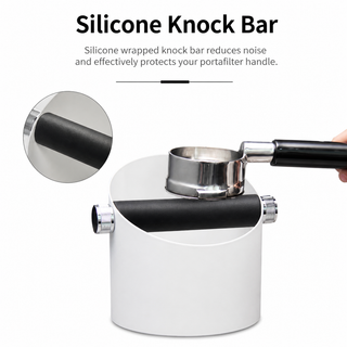 Alternate view of Espresso Knock Box Stainless Steel Silicone Bar Silver/Black — alternate angle of the full product