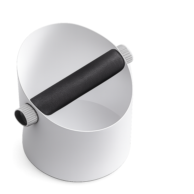 Espresso Knock Box Stainless Steel Silicone Bar Silver/Black: espresso top silver