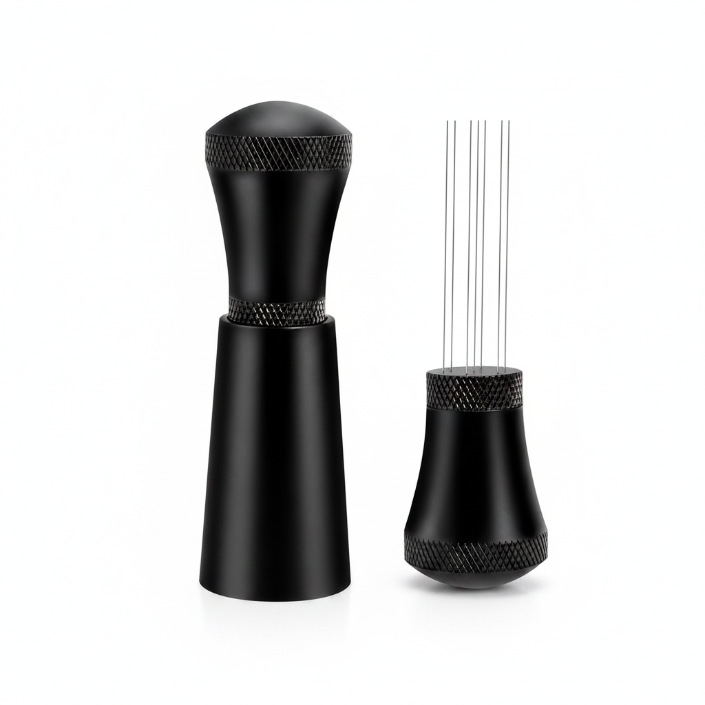 WDT Espresso Distribution Tool 7-Needle Aluminum Alloy: yozcoffee wdt espresso distribution tool 7 needle silver b 01
